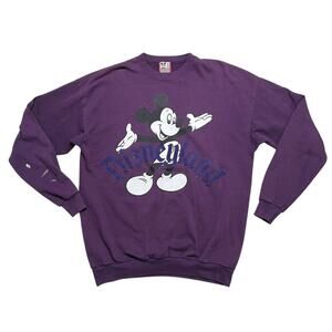 Vintage 90s Disney Designs Large Logo Mickey Purple / Plum Crewneck Sweater - OS
